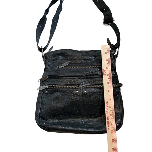 Kenneth Cole Reaction Black Leather Crossbody Bag With Adjustable Strap & Multip - Picture 8 of 11